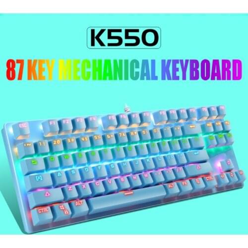 K550 Green Shaft Mechanical Keypad 87 Keys Gaming Keyboard with Colorful Light Effect for Windows XP/7/8/10 Systems
