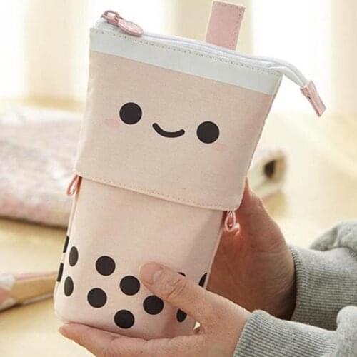 Cute Pencil Case Standing Pen Holder Telescopic Makeup Pouch Pop Up Cosmetics Bag for Girls Students Women Adults TS2