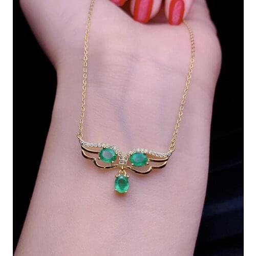 Fashion Eye Water drop natural green Emerald Necklace Natural gemstone Pendant Necklace S925 Silver woman party gift jewelry