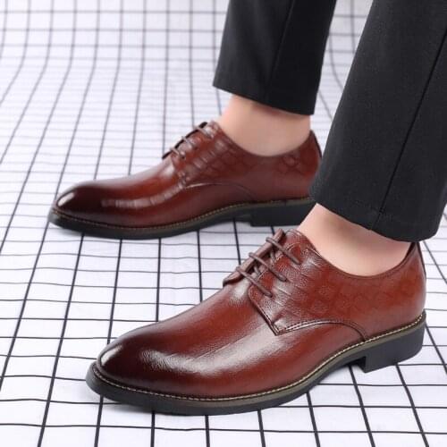 Mens Formal Shoes Genuine Leather Business Office Elevator Shoes for Men Wedding Black Brown Dress Italian Leather Shoes Men