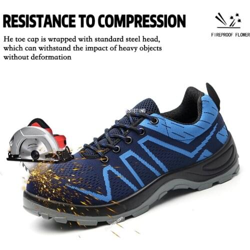 Men and Women Safety Shoes Steel Toe Cap Work Boot Anti-smash Anti-puncture Indestructible Shoes Wear-resistan Light Sneakers