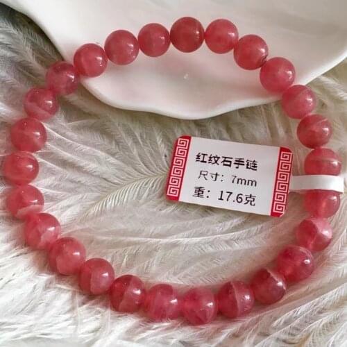 8.7mm Genuine Natural Red Rose Rhodochrosite Gemstone Crystal Clear Round Beads Stretch Bracelet Women Fashion Jewelry AAAAA