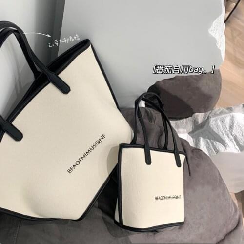 2021 New Fashion Top-handle Bags Canvas Bag Trend Handbags Large-capacity Bag Tote Bag Female All-match One-shoulder Women
