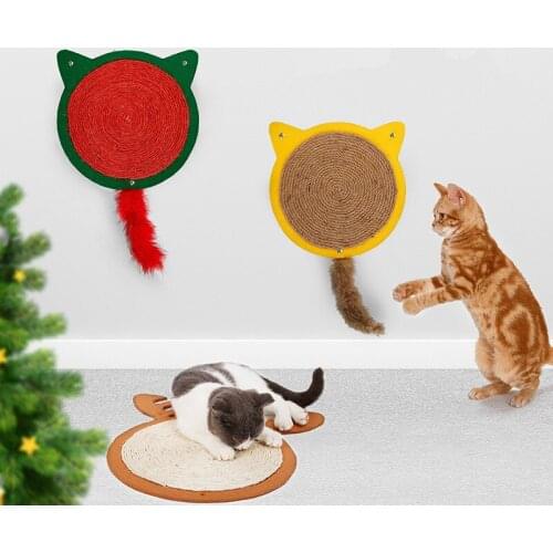 New Cat Scratch Board Mat Retro Wall Painting Decoration Deer Sisal Pad Toy Cute Grinding Paw Cat Toy Claws Sleeping Cat Mats