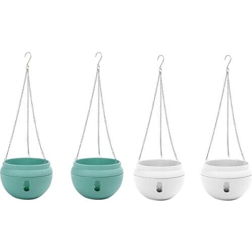 2Pcs Plastic Hanging Planter Self Watering Basket with Hooks, Hanging Flower Pot with Detachable Base