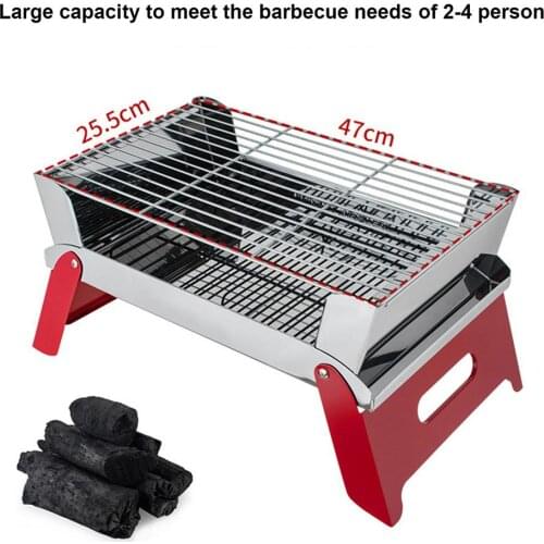 Portable Outdoor Barbecue Grill 430 Stainless Steel Folding BBQ Charcoal Grills For Campaing Pinnic Kebab Barbecue 2-4 Person