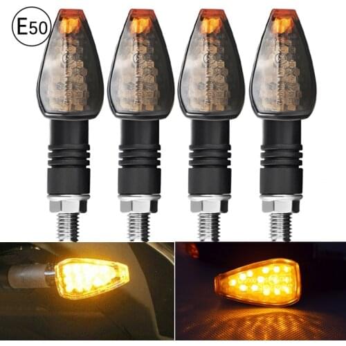 Turn Signal Ligt for Motorcycle E50 Mark 14LED Turn Signals 5000-6000K Amber Light Blinker 12V/24V Universal M10 Bolt E-mark