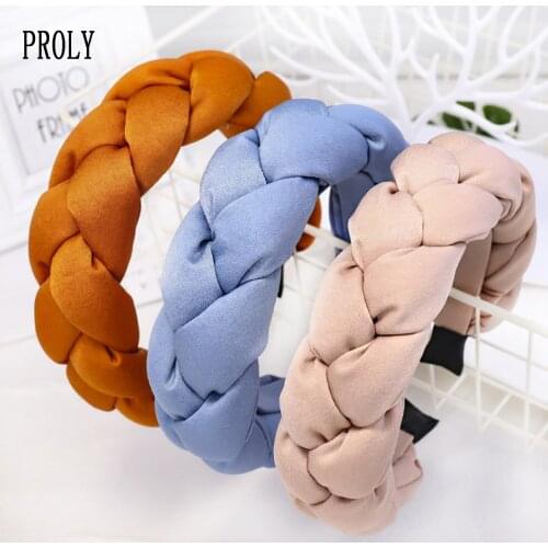 PROLY New Fashion Women Headband Wide Side Braid Hairband Casual Handmade Cross Knot Turban Top Quality Hair Accessories