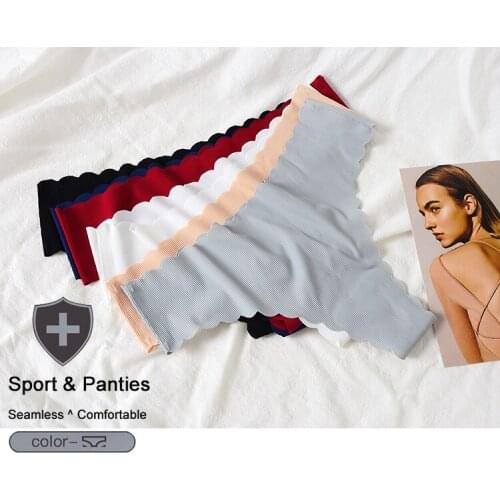 QIWN Ruffle Soft Cotton Panties for Women Seamless G-String Thongs Female Sexy Low Rise Breathable Yoga Sport Underwear Lingerie