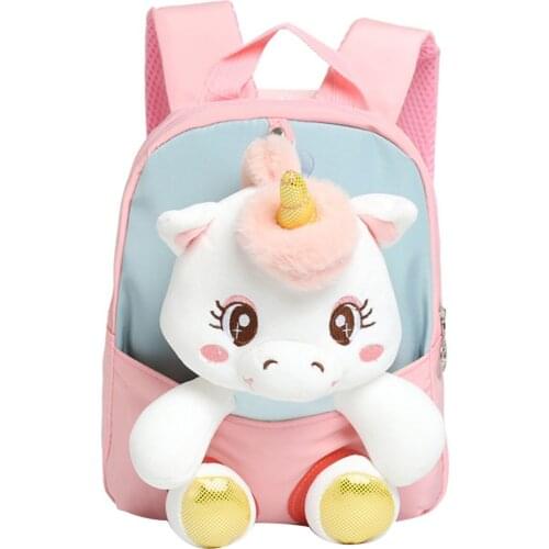 2021 New Kid Cartoon Plush Unicorn Backpack 3D Doll Student Rucksack Kindergarten Small School Bag for Boys Girls