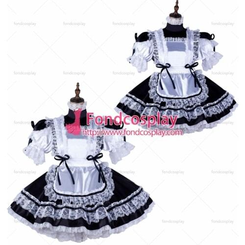 Sissy maid satin dress lockable Uniform cosplay costume Tailor-made[G2165]
