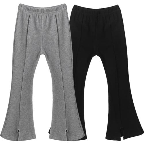 Childrens Pants Girls' Solid All-match Flared Pants Cotton Childrens Pants Spring And Summer Pants Casual Wear Loose Trousers