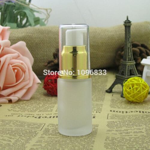 15ML Frost Glass Bottle with Gold Cap, Glass Lotion Pump Bottle, 15ML Glass Lotion Bottle, Cosmetic Packaging Bottle, 30pcs/Lot