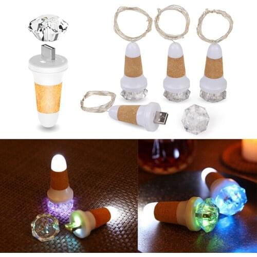 USB Rechargeable Powered LED Wine Bottle Fairy Lights Wedding Garden Decorative String Light Outdoor Lighting Garland Party Lamp
