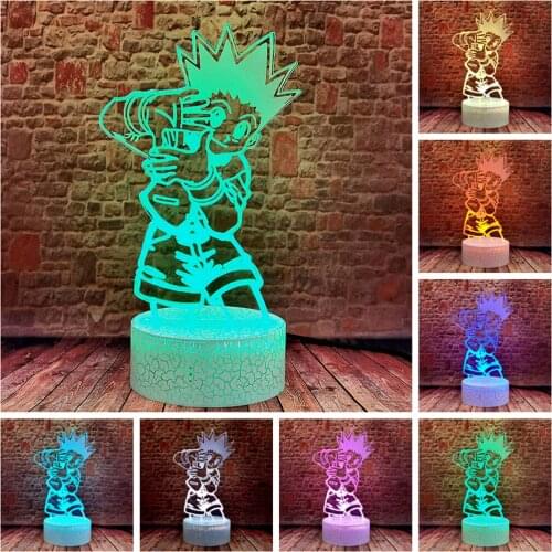 3D Illusion LED Nightlight Colorful Changing Table Light Cartoon Hunter X Hunter Manga Gon Killua Anime action & toy figures
