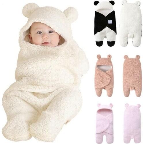 Newborn Baby Girls Boys Winter Fleece Warm Sleeping Bag Cotton Pure Color Swaddle Solid Sleepwear
