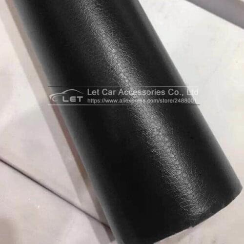 Black Leather Grain Texture Vinyl Car Wrap Sticker Decal
