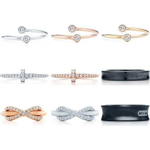 High quality 1:1 original 925 sterling silver simple heart-shaped gemstone fashion ring with logo DIY ladies jewelry