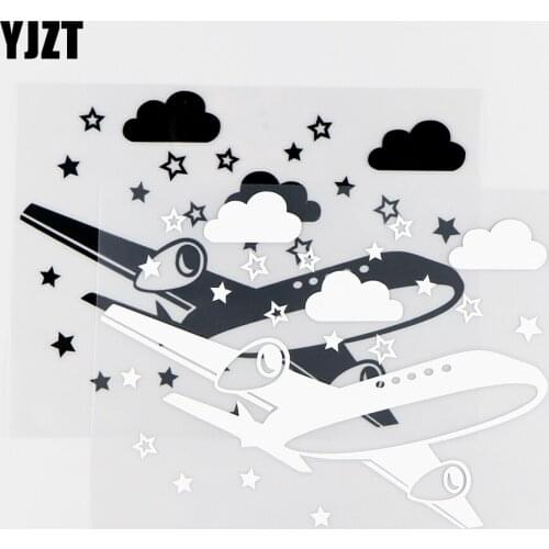 YJZT 15.8X11.7CM Vinyl Decal Car Stickers Plane Flying In The Starry Sky Black / Silver 10A-0131