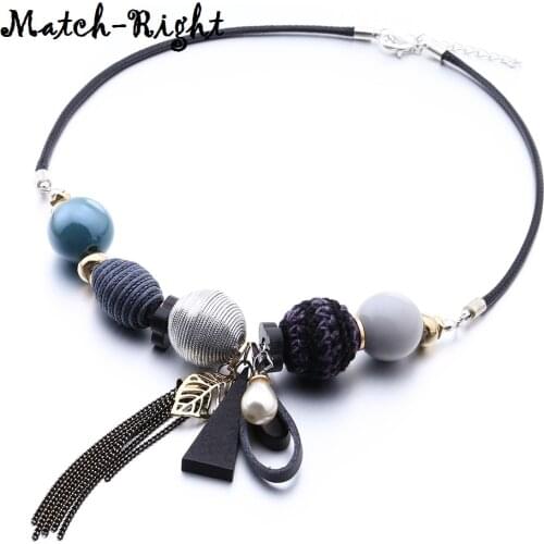 Womens Acrylic Beads Necklace for Women Tassel Necklaces & Pendants Pompom Statement Necklace Jewelry for Gift to a Woman MX048