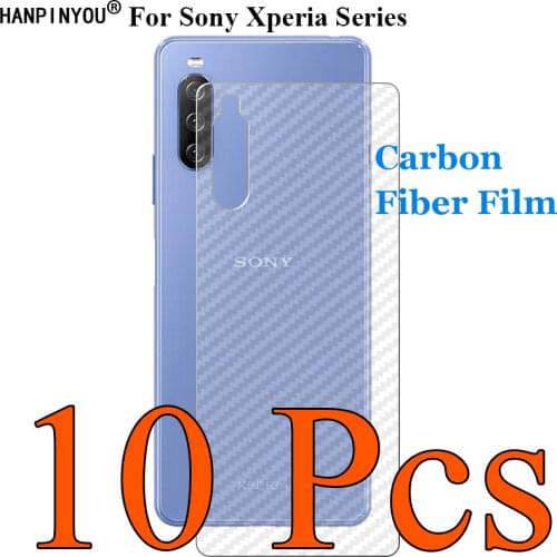 10 Pcs/Lot For Sony Xperia 1 5 8 10 II III 3D Transparent Carbon Fiber Back Film Skin Screen Protector Sticker