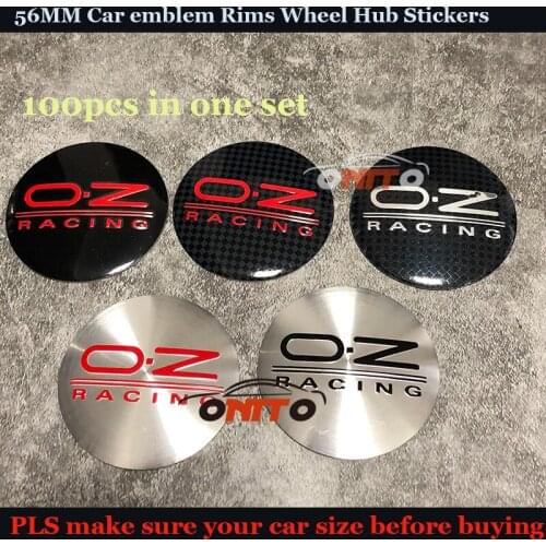 100pcs 56mm 2.20inch OZ Racing Badge ABS Car Emblem Auto Wheel Hub Sticker Car Wheel Hub Caps Decals Label Logo Car Accessories