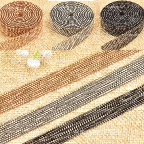 2yards 12mm Gold Silver Grey Beaded Chain Lace Trims Ribbon Hotfix Fabric Sewing Lace Garment Collar Wedding Dress Applique