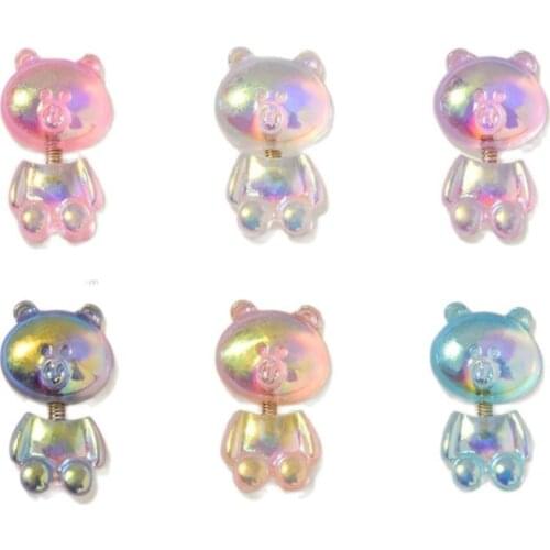 100 pcs/bag Aurora Shake Bears Nail Decoration Shiny Korea Spring Swing Resin Charms 10*16mm DIY Cute Manicure Accessories WS#41