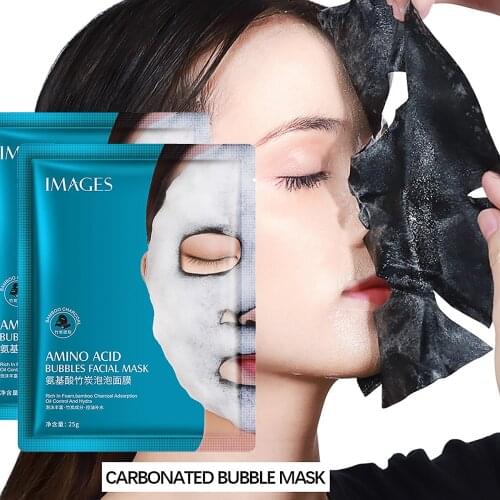 5PCS Amino Acid Bamboo Charcoal Bubble Mask Brightening Moisturizing Oil Control Lifting Firming Cleansing Face Care Facial Pack