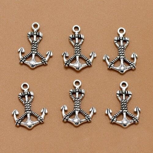 ANGRLY 50pcs 25*18mm Have Hook Up Fashion Ancient Silver Alloy Anchor Pendant Hand-beaded DIY Retro Accessories Metal Crafts