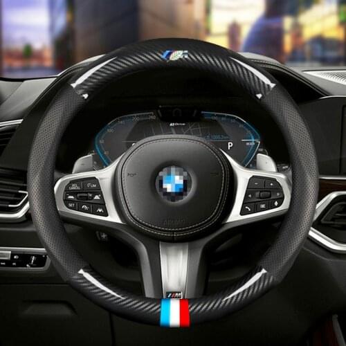 Car Carbon Fiber Steering Wheel Cover for BMW All Models 1 2 3 4 5 6 7 Series F80 F30 Auto Interior Accessories Car styling 38cm