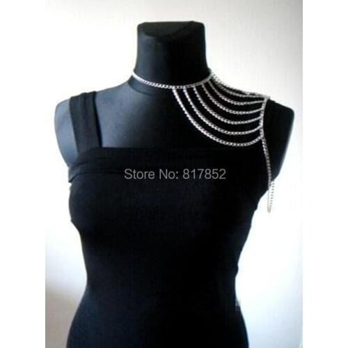 FREE SHIPPING HOT SELLING New Style BY464 Women SIlver Chains Layers Singler Shoulder Chains Jewelry Chains Jewlery 3 Color