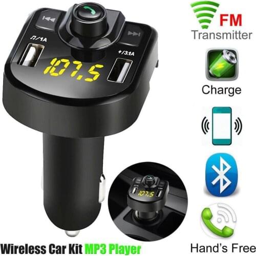Dual USB Bluetooth MP3 Player FM Transmitter Handsfree Wireless Radio Adapter USB Car Charger 2.1A MP3 Player SD Music Playing