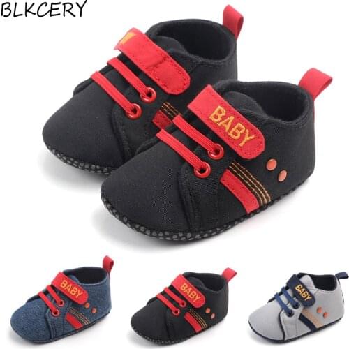 Brand Fashion Baby Canvas Sneakers for Boy Shoes Infant Crib Shoes Soft Sole Newborn Footwear Toddler Hook-Loop Tenis for 1 Year