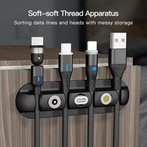 5PCS Wire Cable Organizer Holder Silicone Cable Desktop Clips Flexible USB Winder Management Holder For Winder phone Accessories