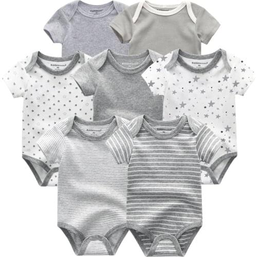 Baby Rompers Summer 7pcs/lots Infant Collar Cotton Clothes Newborn Boy Girl clothing Toddlers ropa bebe Outfits Jumpsuit