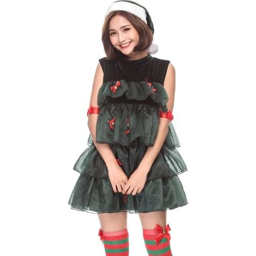 Santa Claus Costume Women Sexy Fancy Sleeveless Cosplay Christmas tree costume