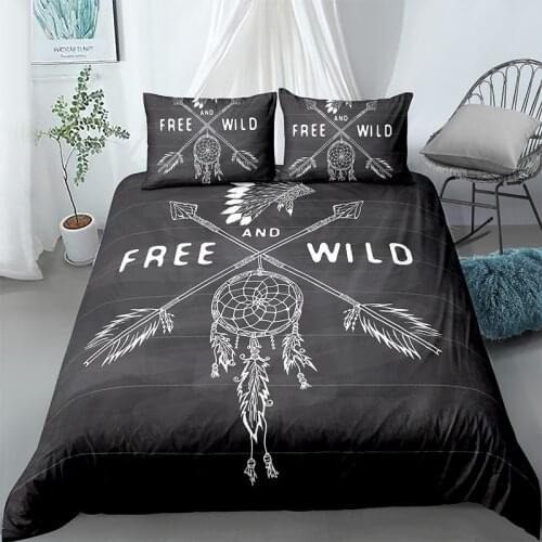 Cool Grey Dreamcatcher Bedding Set Fashion Comforter 3D Print Luxury Duvet Cover Set Home Textile Queen King Single Size Modern