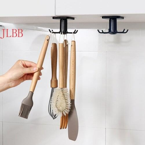 For Kitchen Organizer and Storage Supplie Organizers Rotatable Rack Accessories Cabinet Organizer Nail-free Hook Up Storage Rack