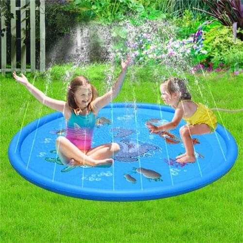 LazyChild 1.7m Swimming Pool Kids Inflatable Round Water Splash Play Pools Playing Sprinkler Mat Yard Outdoor Fun Multicolour