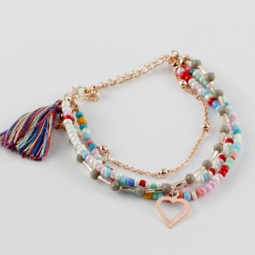Tassels Crystal Sand Beads Bracelet (Roz Color)