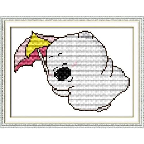 Small town white bear cross stitch kit catoon simple easy Aida counted 18ct 14ct 11ct printed embroidery DIY handmade needlework