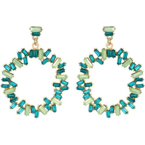 Sweet Cute Pink BlueColorful Rhinstone Earrings for Women Girls Pink Irregular Earrings Jewelry