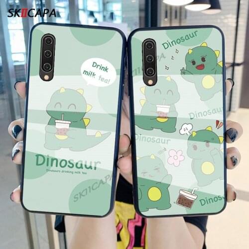 Cute Cartoons Dinosaur Case For Xiaomi Mi 9T Pro CC9 Cases Tempered Glass Soft Frame Back Cover For Xiaomi Mi 8 Lite 8SE 6X 5X