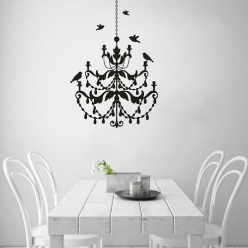 Creative Design Chandeliers Wall Sticker Lamp With Flying Birds Vinyl Wall Decal Home Kitchen Decor Chandelier Mural AZ242