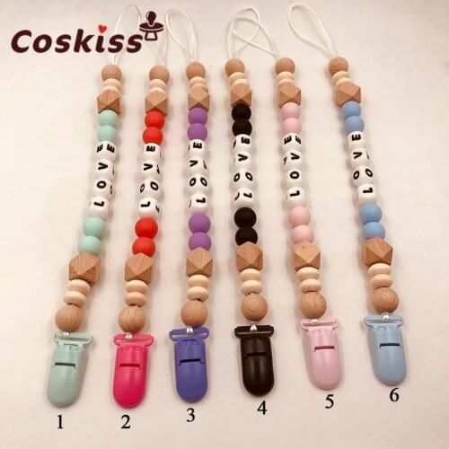 NEW DIY Silicone Baby Pacifier Clip Personalised Name Colorful Pacifier Chain for Baby Teething Soother Chew Toy Dummy Clips