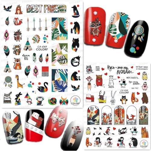 Newest CA-648 649 Hand drawn design nail sticker 3d Japan Korea style nail decal template DIY nail decoration tips