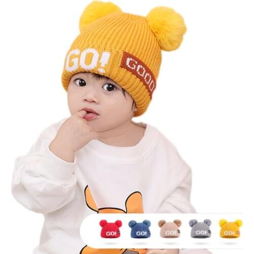 New baby hat pompom winter children hat knitted cute hat girl boy boy casual solid color girl hat baby 2-6 years old