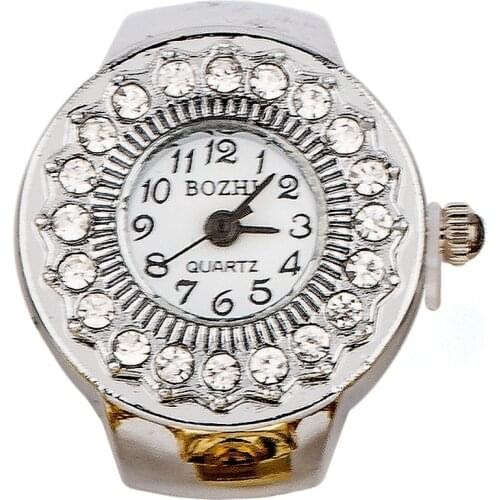 New trend fashion womens ring watch rhinestone finger decoration heart-shaped square round Diamond ring watch