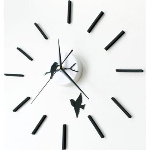 New Arrival Bird Design sticker EVA 30CM-60CM kitchen wall clock colour large decorative 3d diy wall clock big